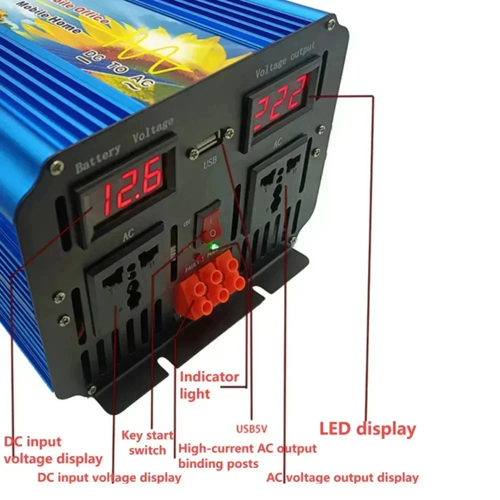 5000W 12V 24V 36V 48V 60V 72V  - Pure Sine Wave Inverter 5000W 48V 220V incelemesi ve fiyatı